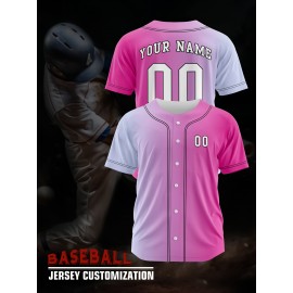 Customizable Youngsters' Baseball Jersey - Personalized Name & Number, Light Purple to White Gradient Design, Breathable Polyester, Perfect for Sports Training, Parties & Casual Wear, Youth Sports Apparel | Outdoor Activity Shirt | Durable Sports Jersey