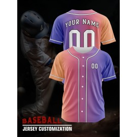 Customizable Youngsters' Baseball Jersey - Personalized Name & Number, Light Purple to White Gradient Design, Breathable Polyester, Perfect for Sports Training, Parties & Casual Wear, Youth Sports Apparel | Outdoor Activity Shirt | Durable Sports Jersey