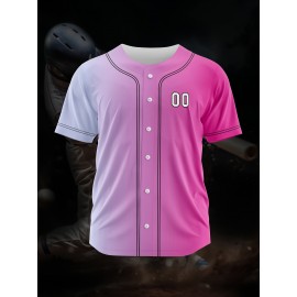 Customizable Youngsters' Baseball Jersey - Personalized Name & Number, Light Purple to White Gradient Design, Breathable Polyester, Perfect for Sports Training, Parties & Casual Wear, Youth Sports Apparel | Outdoor Activity Shirt | Durable Sports Jersey