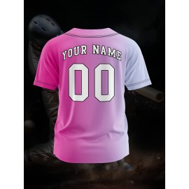 Customizable Youngsters' Baseball Jersey - Personalized Name & Number, Light Purple to White Gradient Design, Breathable Polyester, Perfect for Sports Training, Parties & Casual Wear, Youth Sports Apparel | Outdoor Activity Shirt | Durable Sports Jersey