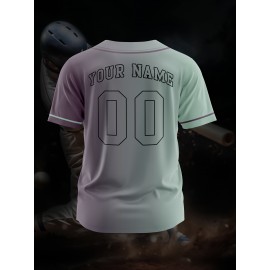 Customizable Youngsters' Baseball Jersey - Personalized Name & Number, Light Purple to White Gradient Design, Breathable Polyester, Perfect for Sports Training, Parties & Casual Wear, Youth Sports Apparel | Outdoor Activity Shirt | Durable Sports Jersey