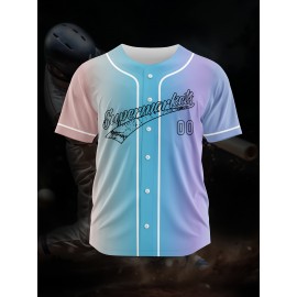 Customizable Youngsters' Baseball Jersey - Personalized Name & Number, Light Purple to White Gradient Design, Breathable Polyester, Perfect for Sports Training, Parties & Casual Wear, Youth Sports Apparel | Outdoor Activity Shirt | Durable Sports Jersey
