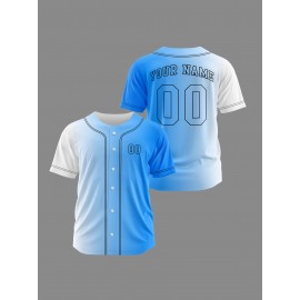 Customizable Youngsters' Baseball Jersey - Personalized Name & Number, Light Purple to White Gradient Design, Breathable Polyester, Perfect for Sports Training, Parties & Casual Wear, Youth Sports Apparel | Outdoor Activity Shirt | Durable Sports Jersey