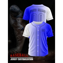 Customizable Youngsters' Baseball Jersey - Personalized Name & Number, Light Purple to White Gradient Design, Breathable Polyester, Perfect for Sports Training, Parties & Casual Wear, Youth Sports Apparel | Outdoor Activity Shirt | Durable Sports Jersey