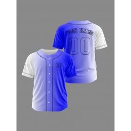 Customizable Youngsters' Baseball Jersey - Personalized Name & Number, Light Purple to White Gradient Design, Breathable Polyester, Perfect for Sports Training, Parties & Casual Wear, Youth Sports Apparel | Outdoor Activity Shirt | Durable Sports Jersey