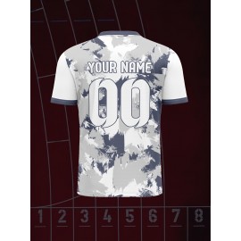 Customizable Kids Soccer Jersey with Name and Number, Polyester V-Neck Tee, Casual to Athletic Fit, for Boys, Girls, and Teens, with All-Season, for Sports, Hiking, Festivals, and Everyday Wear