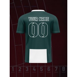 1pc Customizable Kids Soccer Jersey T-Shirt, V-Neck Polyester Knit with Full Print Design, Casual Sports Streetwear for Boys and Girls, Preppy Style for Beach, Parties, and Outdoor Activities - Spring/Summer/Autumn