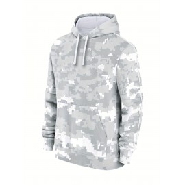 1pc Women'S Arctic Camo Hoodie - Cotton Knit Fabric, Long Sleeve, Hooded, Drawstring, All Over Print, Regular Length, Slight Stretch, Sports Style, Fall/Winter Collection, Casual Party Training Sweatshirt