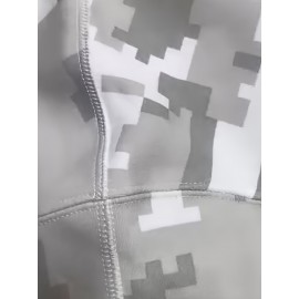 1pc Women'S Arctic Camo Hoodie - Cotton Knit Fabric, Long Sleeve, Hooded, Drawstring, All Over Print, Regular Length, Slight Stretch, Sports Style, Fall/Winter Collection, Casual Party Training Sweatshirt