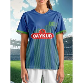 Customizable Plus Size Women'S Soccer Jersey - Personalized Team Name & Number, Breathable Athletic Shirt with 