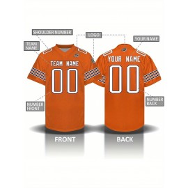 Custom Personalized Football Jerseys with Team Numbers Printed, Tailored Plus-Size Short-Sleeve Shirts, Perfect Gifts for Fans.