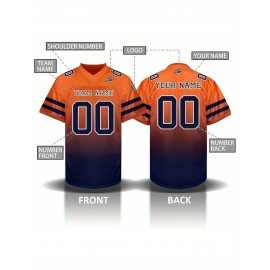 Custom Personalized Football Jerseys with Team Numbers Printed, Tailored Plus-Size Short-Sleeve Shirts, Perfect Gifts for Fans.