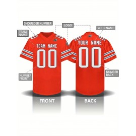 Custom Personalized Football Jerseys with Team Numbers Printed, Tailored Plus-Size Short-Sleeve Shirts, Perfect Gifts for Fans.