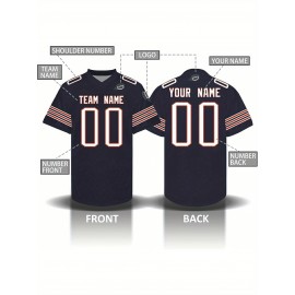 Custom Personalized Football Jerseys with Team Numbers Printed, Tailored Plus-Size Short-Sleeve Shirts, Perfect Gifts for Fans.