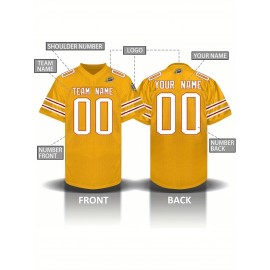 Custom Personalized Football Jerseys with Team Numbers Printed, Tailored Plus-Size Short-Sleeve Shirts, Perfect Gifts for Fans.