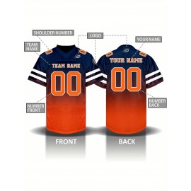 Custom Personalized Football Jerseys with Team Numbers Printed, Tailored Plus-Size Short-Sleeve Shirts, Perfect Gifts for Fans.
