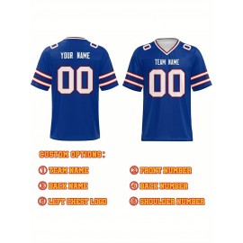 Custom Football Jersey - Personalized Name & Number, Breathable Fabric, V-Neck Design for Team Uniforms & Casual Sports Wear - Brown with White & Orange Accents, Summer Athletic Apparel, Custom Football Jersey, Comfortable Sports Apparel