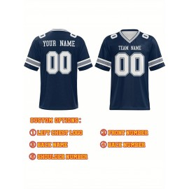 Custom Football Jersey - Personalized Name & Number, Breathable Fabric, V-Neck Design for Team Uniforms & Casual Sports Wear - Brown with White & Orange Accents, Summer Athletic Apparel, Custom Football Jersey, Comfortable Sports Apparel