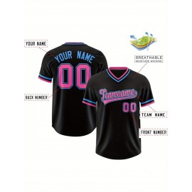 Customizable Plus Size V-Neck Baseball Jacket - Personalized Name & Number Stitched Design, Red/Black Contrast, Comfortable Non-Stretch Fabric, Breathable Summer Sports Shirt for Women, Casual Sportswear | Sporty Vneck Jacket | Durable Sportswear