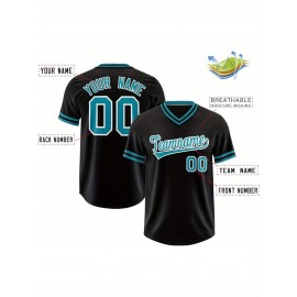 Customizable Plus Size V-Neck Baseball Jacket - Personalized Name & Number Stitched Design, Red/Black Contrast, Comfortable Non-Stretch Fabric, Breathable Summer Sports Shirt for Women, Casual Sportswear | Sporty Vneck Jacket | Durable Sportswear