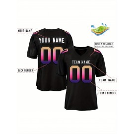 Custom Soccer Jersey - Personalized Team Name & Number, Breathable Mesh Back, V-Neck Design, Short Sleeve Summer Top for Sports & Casual Wear - Perfect Gift for Fans, Soccer Jersey, Fan Merchandise, Sporty Aesthetic, Comfortable Fit