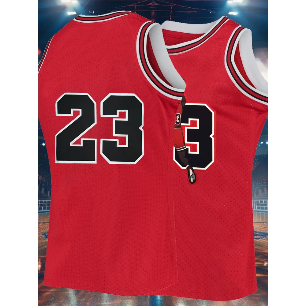 Men'S Red # 23 Basketball Shirt, Casual, Fashionable, Breathable, High Quality Embroidered Street Basketball Hoodie