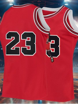 Men'S Red # 23 Basketball Shirt, Casual, Fashionable, Breathable, High Quality Embroidered Street Basketball Hoodie