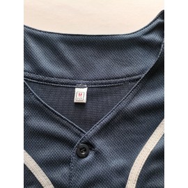 Men'S White Striped Baseball Shirt with Classic Letter Embroidery Design, Breathable Button Short Sleeved Shirt for Training And Competition