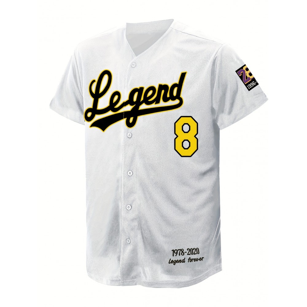 Men's White & Golden #8-24 Baseball Jersey - Embroidered 