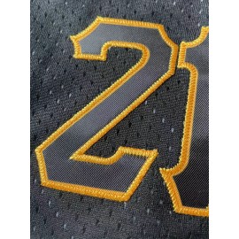 Men's Black # 21 Basketball Shorts, Classic Letter Embroidery Design, Breathable Button Style Short Sleeved Shirt, Suitable For Training And Competition