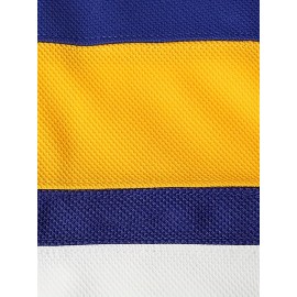 [1pc Men'S #16 Embroidered Hockey Jersey] Men'S #16 Embroidered Hockey Jersey, SheLucki, Polyester V-Neck Sports Shirt, Slight Stretch, Loose Fit, for Casual, Running, Workout, Outdoor Activities, Universal Adult & Teen Style, Four Seasons Wear