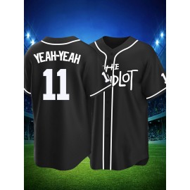 Men's Black #11 Baseball Shirt with 