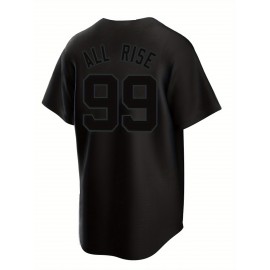 Men'S Black # 99 Baseball Shirt, Classic Letter Embroidery Design, Button style Short Sleeve Breathable Shirt, Training and Competition Category: Men'S Baseball Shirt