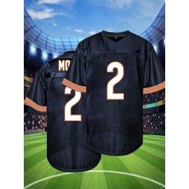Men's #2 Black American Football Jersey - Breathable, Embroidered Casual Streetwear for Sports & Outdoor Activities