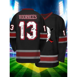 Men'S Black Mask # 13 Ice Hockey Sports Shirt, Loose Embroidered Long Sleeves, Sporty, Fashionable And Casual, Breathable On The Street