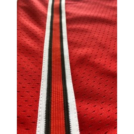 Men's Red # 23 Basketball Shorts, Classic Letter Embroidery Design, Breathable Button Style Short Sleeve Shirt, Suitable For Training And Competition