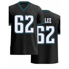 Men's Black #62 Embroidered Rugby Jersey - Loose Fit Breathable V-Neck Sportswear for Casual Streetwear, Outdoor Sports & All-Season Wear | Machine Washable, Sporty Look, Comfortable Fit