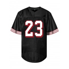 Men'S Black # 23 American Football Jacket with Loose Embroidered Sports, Fashionable, Casual, Street Breathable Rugby Top