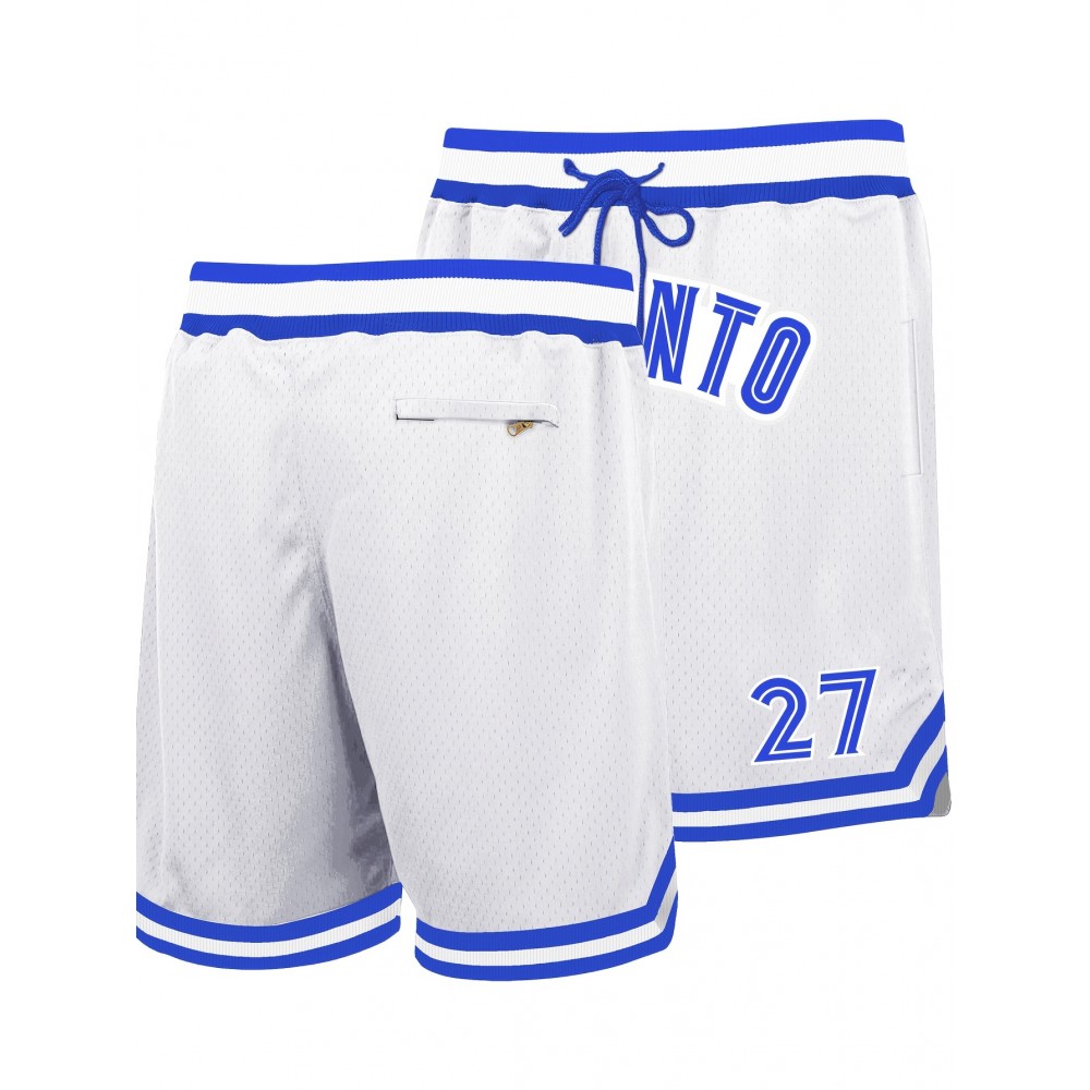 Men's White # 27 Basketball Shorts, Classic Letter Embroidery Design, Breathable Button Style Short Sleeved Shirt, Suitable for Training And Competition