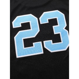 Men'S Diamond Checkered Black # 23 Basketball Shirt, Casual, Fashionable, Breathable, High-Quality Embroidered Street Basketball Pullover for Sports