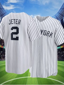 SHELUCKI Men's White Striped #2 Baseball Shirt with Classic Letter Embroidery, Breathable Button-Up Short Sleeve, Loose Fit V-Neck, 100% Polyester for Training, Games & Casual Wear