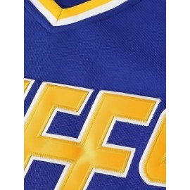 [1pc Men'S #16 Embroidered Hockey Jersey] Men'S #16 Embroidered Hockey Jersey, SheLucki, Polyester V-Neck Sports Shirt, Slight Stretch, Loose Fit, for Casual, Running, Workout, Outdoor Activities, Universal Adult & Teen Style, Four Seasons Wear