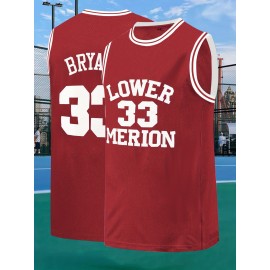 Men'S Red # 33 Basketball Jersey, Casual, Fashionable, Breathable And Sporty, High-Quality Letter Embroidered Street Basketball Round Neck Pullover
