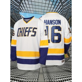 Men's #16 St. Louis Blues Ice Hockey Jersey - V-Neck, Long Sleeve, White & Navy Blue, Loose Fit for Training, Games & All Seasons
