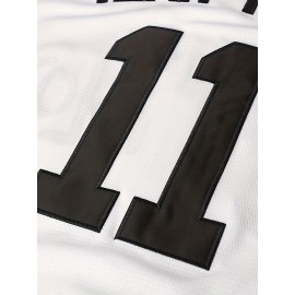 Men'S Baseball Shirt # 11 White Sports Shirt Knitted Loose Fabric S-3XL