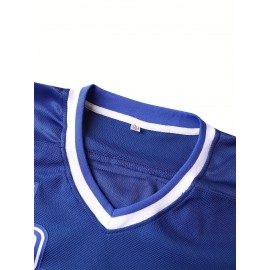 Men'S Ice Hockey Shirt # 88 Embroidered Details - Perfect For Sports And Casual Wear Blue Size S-3XL