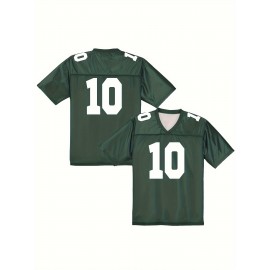 Men's Green Bay #10 Polyester Green Football Jersey T Shirts, V-Neck Sports Shirt With Slight Stretch, Breathable Casual Knit Fabric For All Seasons, Loose Fit Adult & Teen, Fans Gift Men Youth