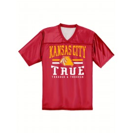 Men'S Kansas City #15 Polyester Red Football Jersey T Shirts, V-Neck Sports Shirt With Slight Stretch, Breathable Casual Knit Fabric For All Seasons, Loose Fit Adult & Teen, Fans Gift Men Youth