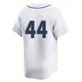 Men'S Seattle #44 Embroidery Baseball Jersey, Moisture Wicking, Breathable And Lightweight, UV Protection, Fade Resistant, Slightly Stretch Breathable Button Sports Uniform For Training Party, As Gifts For Baseball Fans