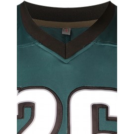 Men's Green #26 Embroidered Football Jersey - Breathable Knit V-Neck Shirt, Elastic Design for Team Sports & Casual Wear, Machine Washable, Spring/Summer/Fall, Sizes S-3XL